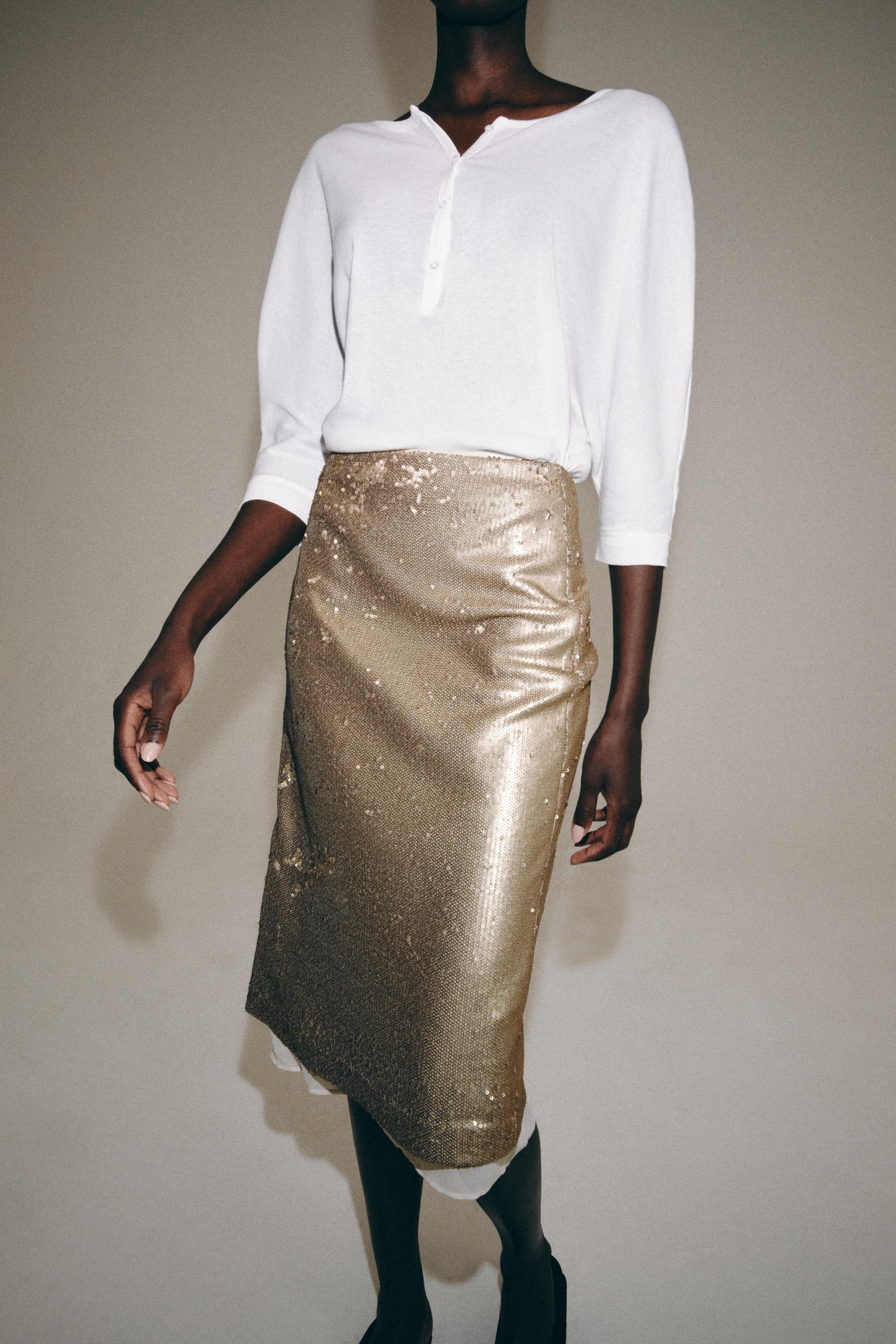 ZW COLLECTION SEQUIN MIDI SKIRT